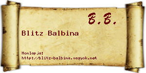 Blitz Balbina névjegykártya